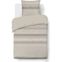 Vision Home VISION Athony Dekbedovertrekset - 100% katoen: zacht en soepel - Eenpersoons - Dekbedovertrek 140 x 200 cm met 1 bijhorende sloop -Beige - Oekotex gecertificeerd