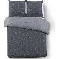 Vision Home VISION Hugo - Tweezijdig omkeerbaar Dekbedovertrekset - 100% katoen: zacht en soepel - Eenpersoons - Dekbedovertrek 140 x 200 cm met 1 bijhorende sloop - Antraciet / Grijs - Oekotex gecertificeerd