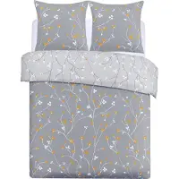Vision Home VISION Freya - Tweezijdig omkeerbaar Dekbedovertrekset - 100% katoen: zacht en soepel - Lits-jumeaux - Dekbedovertrek 240 x 220 cm met 2 bijhorende slopen - Grijs - Oekotex gecertificeerd