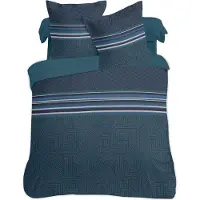 Vision Marco Dekbedovertrekset - 100% katoen: zacht en soepel - Kingsize - Dekbedovertrek 260 x 240 cm met 2 bijhorende slopen - Blauw / groen - Oekotex gecertificeerd