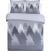 Vision Home VISION Forest Flanel - Dekbedovertrekset - 100% katoen flanel: warm en zacht - Kingsize - Dekbedovertrek 260 x 240 cm met 2 bijhorende slopen - Grijs - Oekotex gecertificeerd