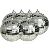 Othmar decorations discobal kerstballen -6x -zilver -10 cm -kunststof-spiegelbol