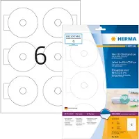 Herma CD-etiketten Mini A4, Ø 78 mm, wit, ondoorzichtig, permanent hechtend - 2 stuks