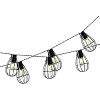 Lumineo 2x stuks ijzeren solar tuinverlichting lichtsnoer 8 lampjes 350 cm - Lichtsnoer voor buiten