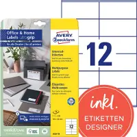Avery Zweckform AVERY ultragrip Universele etiketten 3424-10 Permanent klevend A4 Wit 105 x 48 mm 10 Vellen à 12 Etiketten