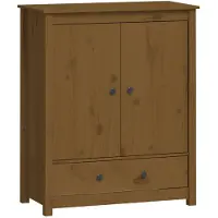 vidaXL Hoge kast 83x41,5x100 cm massief grenenhout honingbruin