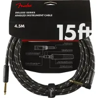 Fender DELUXE INSTRUMENT CABLE STRAIGHT/ANGLE 15' BLACK TWEED