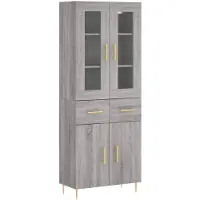 vidaXL Hoge kast 69,5x34x180 cm bewerkt hout grijs sonoma eikenkleurig