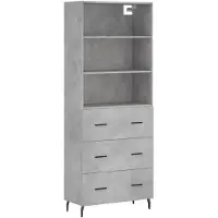 vidaXL Hoge kast 69,5x34x180 cm bewerkt hout betongrijs