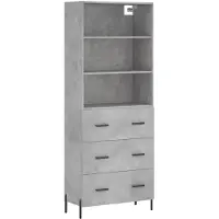 vidaXL Hoge kast 69,5x34x180 cm bewerkt hout betongrijs