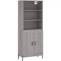 vidaXL Hoge kast 69,5x34x180 cm bewerkt hout grijs sonoma eikenkleurig