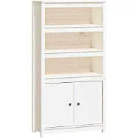 vidaXL Hoge kast 80x35x154 cm massief grenenhout wit
