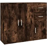 vidaXL Dressoir 91x29,5x75 cm bewerkt hout gerookt eikenkleurig