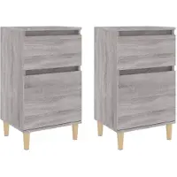vidaXL Nachtkastjes 2 st 40x35x70 cm bewerkt hout grijs sonoma eiken