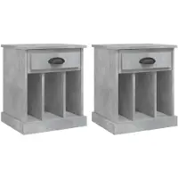 vidaXL Nachtkastjes 2 st 43x36x50 cm betongrijs