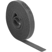 DeLOCK klittenband op rol, lengte 5 meter, breedte 15 mm, grijs