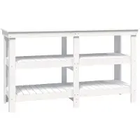 vidaXL Werkbank, wit, 142,5 x 50 x 80 cm, massief grenenhout
