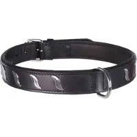 Trixie halsband hond active leer met golfjes zwart