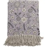 Bloomingville Salli plaid, paars, gerecycleerd katoen (160 x 130 cm)