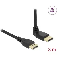 DeLOCK DisplayPort cable male straight to male 90° upwards angled 8K 60 Hz 3 m without latch