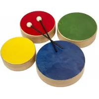 Rohema SET OF 4 COLORED WOODEN TOMS + 2 BEATERS - 3+
