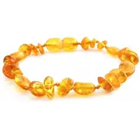 ForDig Wild Sun Barnsteen Armband Baby / Peuter - Amber Enkelbandje - Baltische Barnsteen – Pijnstillend bij Doorkomende Tanden - 14 cm - Mix - Honey