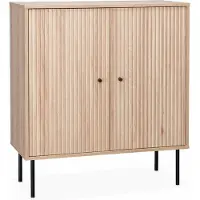 Sweeek Kastje met 2 deuren gegroefd houtdecor 83,5cm Naturel