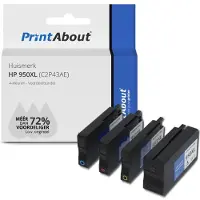 PrintAbout Inktcartridge 950XL (C2P43AE) 4-kleuren Multipack Hoge capaciteit geschikt voor HP