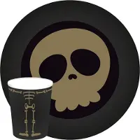 Haza Halloween/horror doodshoofd/schedel servies set - bordjes bekertjes - 32x - zwart - papier
