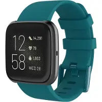 Shop4 - Geschikt voor Fitbit Versa 2 Bandje - Large Siliconen Blauw Groen