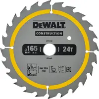 DeWalt DT1949-QZ - Cirkelzaagblad - 165mm - 24 Tanden - 20mm Asgat