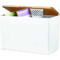 TESA Badkameropberger Baboo - Opbergbox - Met Deksel - Wit - 24,6x21,6x10,6cm