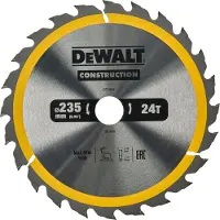 DeWalt Ø 235mm Asgat 30mm 24T Cirkelzaagblad voor Hout | Construction - DT1954-QZ
