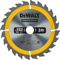 Dewalt Cirkelzaagblad voor Hout | Construction | Ø 152mm Asgat 20mm 24T - DT1930-QZ
