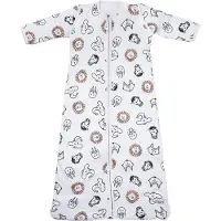 Meyco baby slaapzak met afritsbare mouwen Animal wit/bruin/zwart 60 cm unisex | Maat: 60