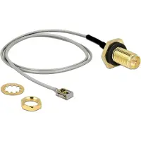 DeLOCK MHF I LK (v) - RP-SMA (v) kabel met afdichtring - Micro Coax (1,13 mm) - 50 Ohm / grijs - 0,35 meter