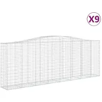 vidaXL Schanskorven 9 st gewelfd 400x50x140/160 cm ijzer