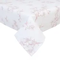 Clayre & Eef tafelkleed 150x150 cm - wit, roze - katoen, 100% katoen