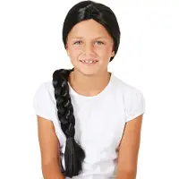 Dressforfun - Kinderpruik lange vlecht - verkleedkleding kostuum halloween verkleden feestkleding carnavalskleding carnaval feestkledij partykleding - 300723