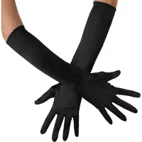 TecTake dressforfun - Lange satijnen handschoenen zwart - verkleedkleding kostuum halloween verkleden feestkleding carnavalskleding carnaval feestkledij partykleding - 303650