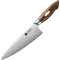Xinzuo Koksmes van gehamerd 110-laags Dual-core Damascus Staal | Professioneel keukenmes met handvat van Noord-Amerikaans Desert Ironwood | B46D Series