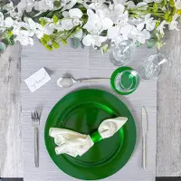 Argon - Set van 2 metallic onderborden 33cm + 2 metallic servetringen - Groen