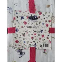 Janneke Brinkman Tafelloper Vlinders en bloemen 40x150 cm roze