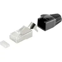 S-Conn RJ45 krimp connectoren (STP) voor CAT6/6a/7/7a netwerkkabel (vast/flexibel) - 10 stuks (3-delig) / zwart