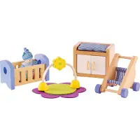 Hape Babykamer Poppenhuis Meubels - Houten Speelkamer met 8 Onderdelen, vanaf 3 Jaar