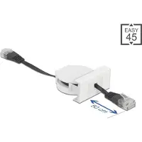 DeLOCK Easy 45 Modul, netwerkkabel met afrolmechanisme, RJ45, Cat.5e, zwart, 0,62 m, Cat5e, SF/UTP (S-FTP), RJ-45, RJ-45, zwart, wit