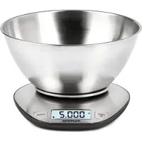 G3 Ferrari Linea – Digitale Keukenweegschaal met RVS Kom – Max. 5 kg – LCD Display met Backlight – Tare Functie – Gram & lb:oz – Zilver/Zwart