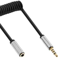 InLine Câble spiralé Slim Audio 3,5 mm M / F, 4 broches, Stéréo, 1 m