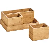 Zeller pennenbakje/bureau organizer - 28 x 18 x 11 cm - bamboe hout