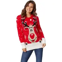 TecTake dressforfun - Kersttrui Rudi Rendier voor vrouwen S - verkleedkleding kostuum halloween verkleden feestkleding carnavalskleding carnaval feestkledij partykleding - 303345